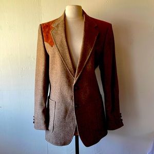 Vintage Brad Whitney men’s western blazer. Tweed with leather detailing.